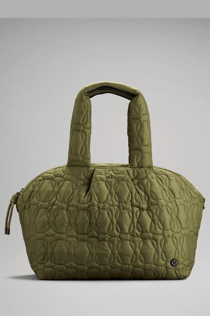 lululemon quilted embrace tote - bronze green