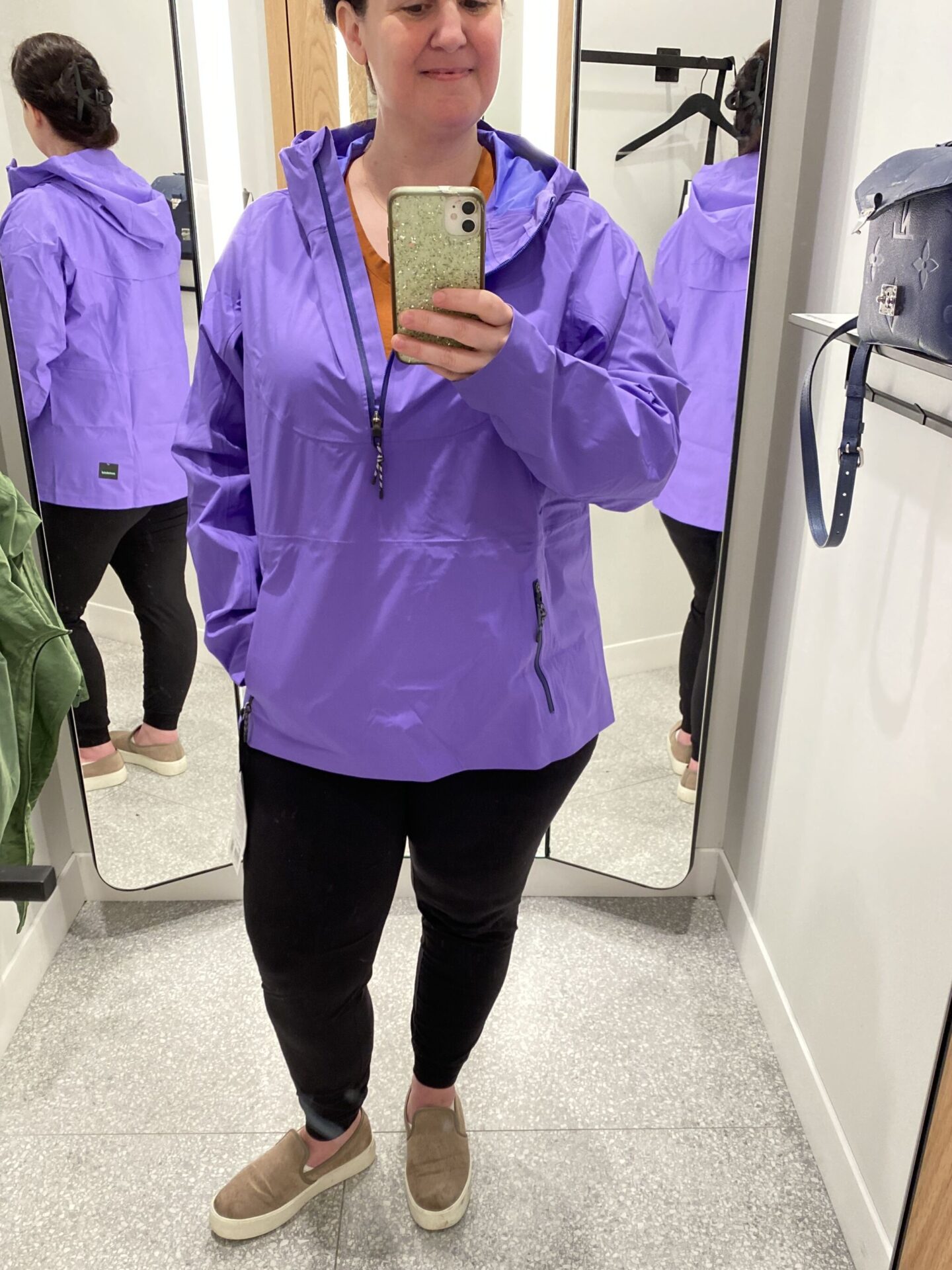 lululemon rain jacket p waterproof hiking half-zip pullover - charged indigo