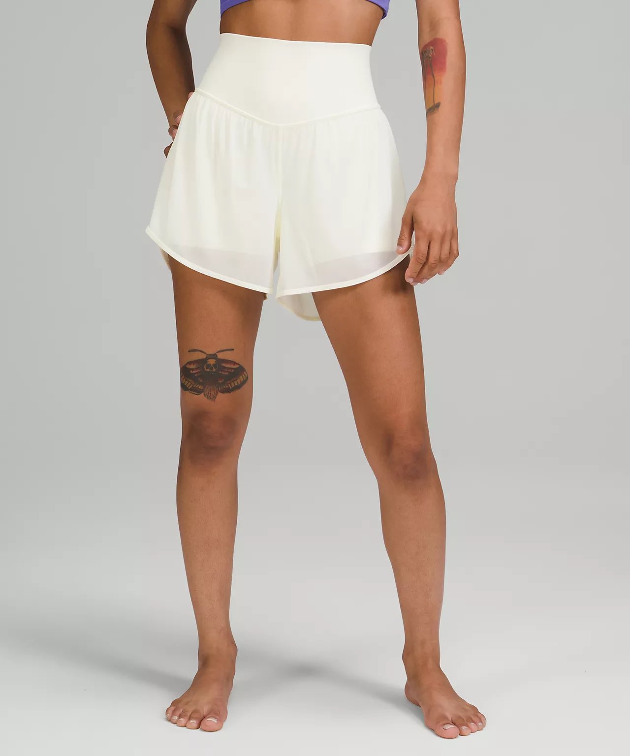 lululemon shorts - lululemon women's shorts - Nulu and Mesh High-Rise Yoga Short 3.5 - lululemon color- lemon sorbet