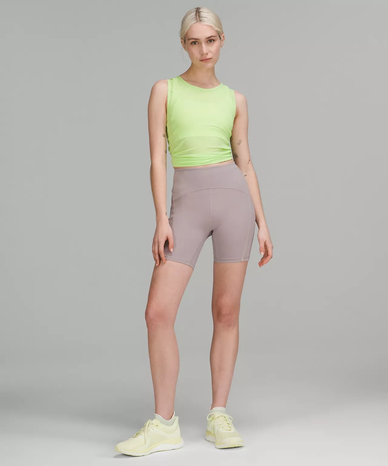 lululemon women's shorts - Power Thru High-Rise Short 6 Colour Seam - mauve grey 2