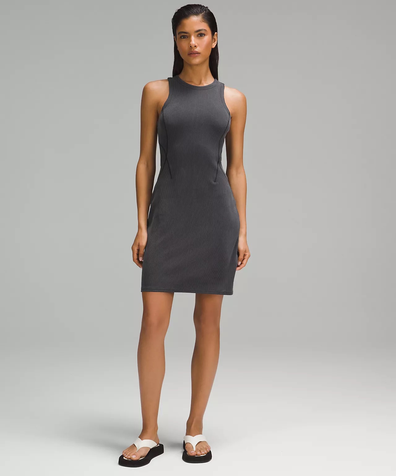 Ribbed Softstreme Slim-Fit Tank Dress in grey